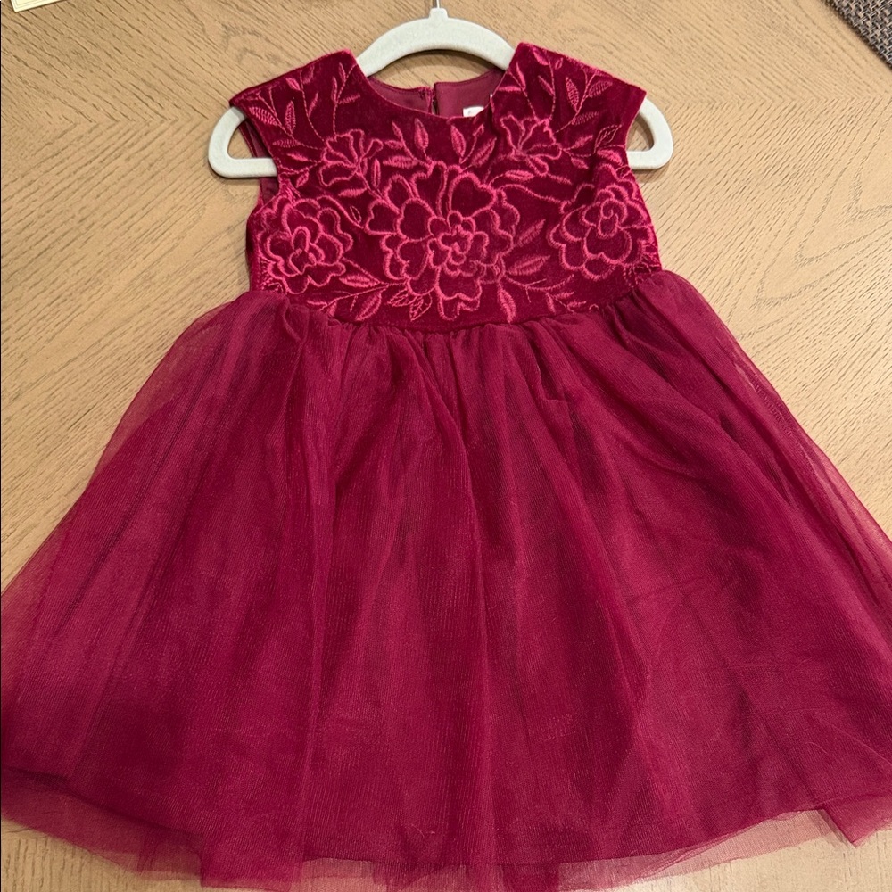 Nannette Burgundy Floral Kids Dress